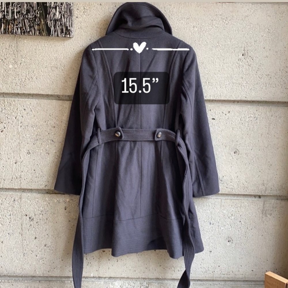 ❄️ Gray Wool Blend Wrap Coat - Picture 2 of 15